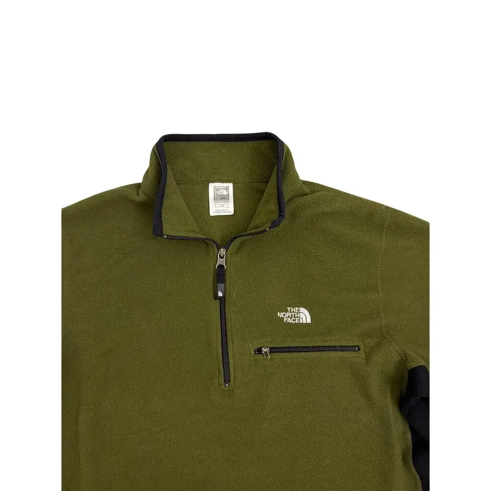 The North Face Quarter-Zip Fleece Olive Green Black Pullover Sweatshirt Large